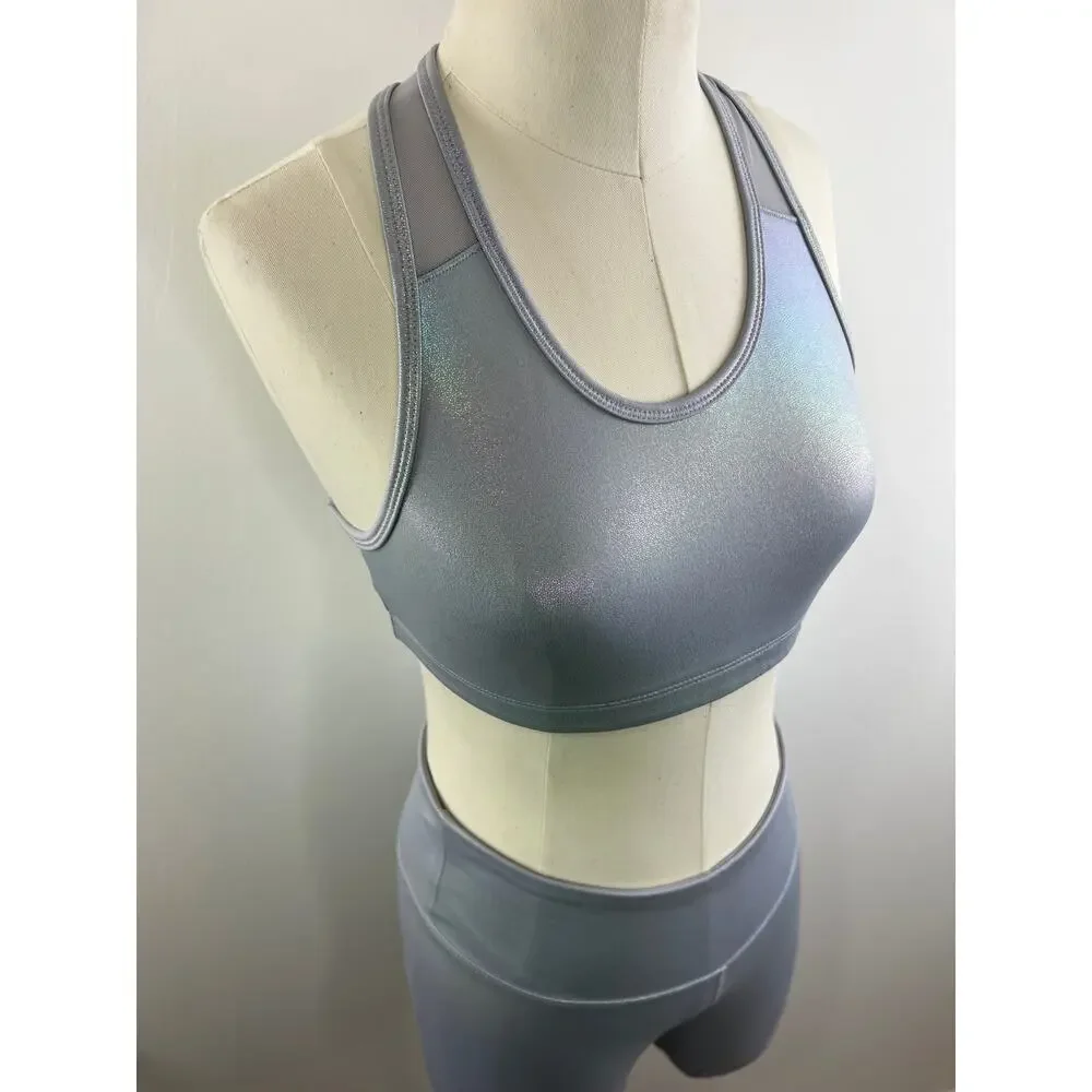 Old Navy Active Iridescent Silver Shine Go Dry Kid's Sports Bra Size XXL/16